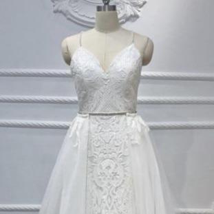 Vintage Lace Sequin with Detachable Train Mermaid Wedding Dress Vintage Wedding Dresses BlissGown As Picture 2 14 