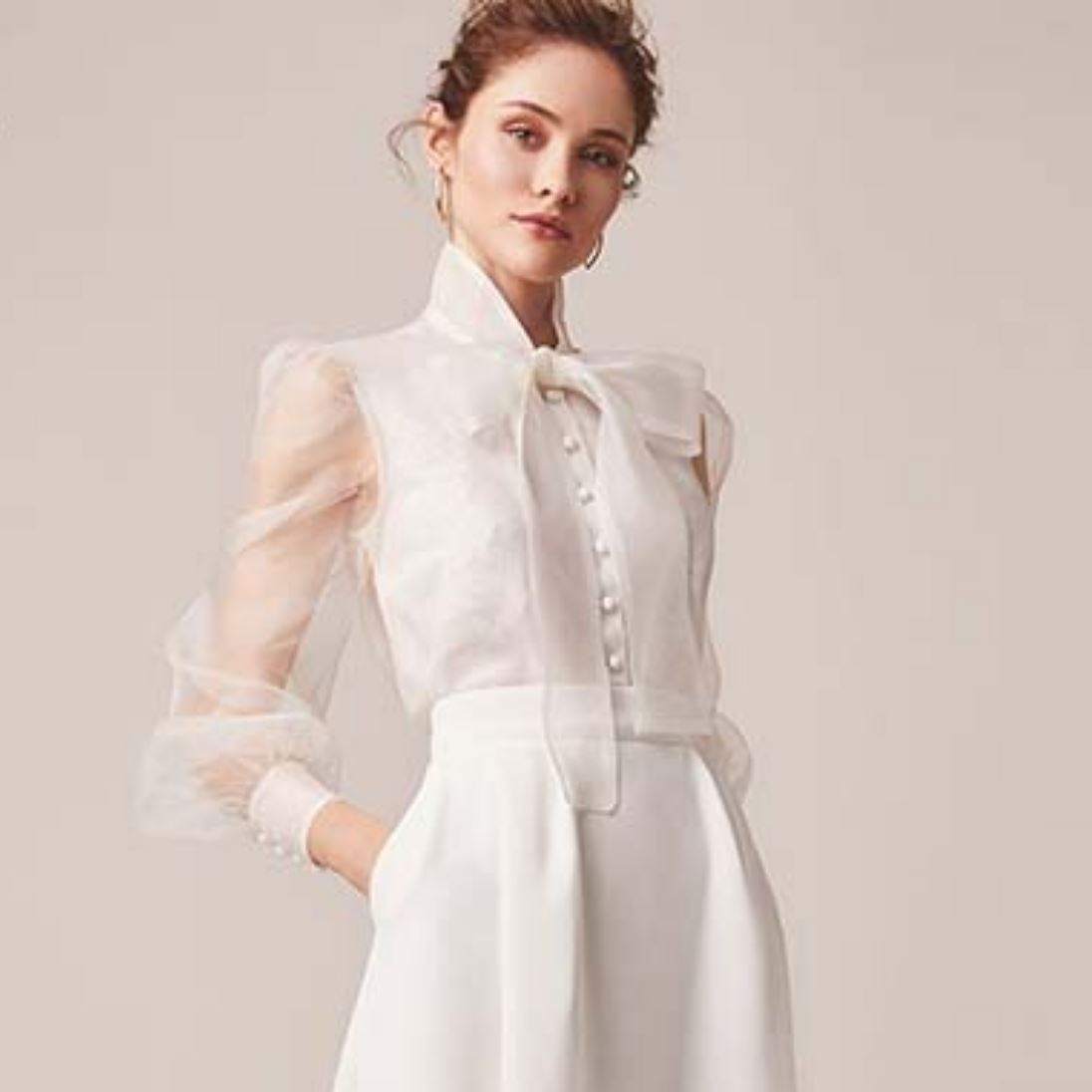 Vintage Long Sleeves Illusion Jewel Neck Bridal Dress Vintage Wedding Dresses BlissGown 