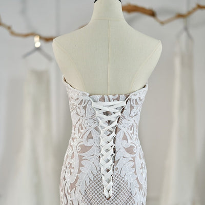 Vintage Sequin Lace Mermaid Wedding Dress Vintage Wedding Dresses BlissGown 