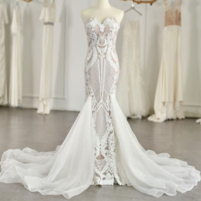 Vintage Sequin Lace Mermaid Wedding Dress Vintage Wedding Dresses BlissGown as picture 8 