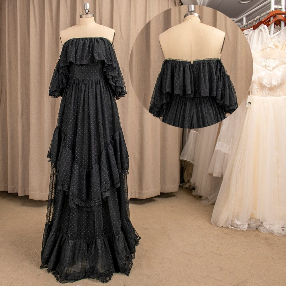 Vintage Victorian Style Lace Polka Dots Bridal Gown Boho Wedding Dresses BlissGown Black Zipper 2 
