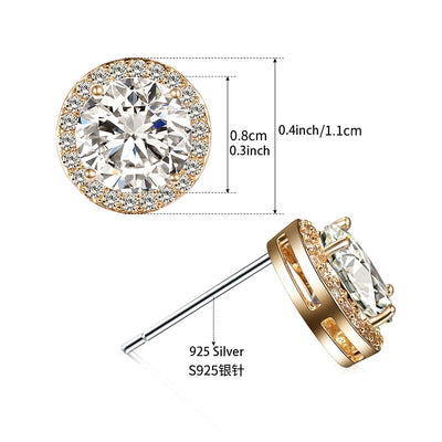Wedding Bride Leaf Cubic Crystal Stud Earrings Jewelry BlissGown 239 Gold 