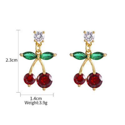Wedding Bride Leaf Cubic Crystal Stud Earrings Jewelry BlissGown 634 Red 